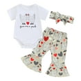 thumbnail image 1 of Musuos Baby Girls Summer Outfit 3M 6M 12M 18M White Short Sleeve Romper Tops Chicken Print Flared Pants Headband 3PCS Sets, 1 of 10