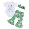 thumbnail image 1 of Musuos Baby Girls Summer Outfit 3M 6M 12M 18M White Short Sleeve Romper Tops Chicken Print Flared Pants Headband 3PCS Sets, 1 of 10