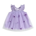thumbnail image 1 of Musuos Baby Girls Summer Princess Dress, 6 9 12 18 24Months Fly Sleeve Square Neck 3D Butterfly Tutu Tulle Dress Infant Outfit, 1 of 9