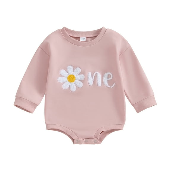 Musuos Baby Girls Sweatshirt Romper 12 18M Daisy Print Long Sleeve Jumpsuits for Infant Toddler Cute Clothes