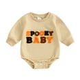 thumbnail image 1 of Musuos Baby Halloween Romper 3M 6M 12M 18M Long Sleeve Pumpkin Letter Embroidery Bodysuit Infant Boys Girls Fall Sweatshirt, 1 of 9