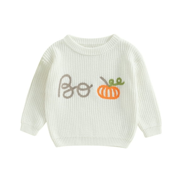 Musuos Baby Halloween Sweater, 0-3Years Long Sleeve Crew Neck Letters Pumpkin Knit Pullover Knitwear for Toddler Girls Boys