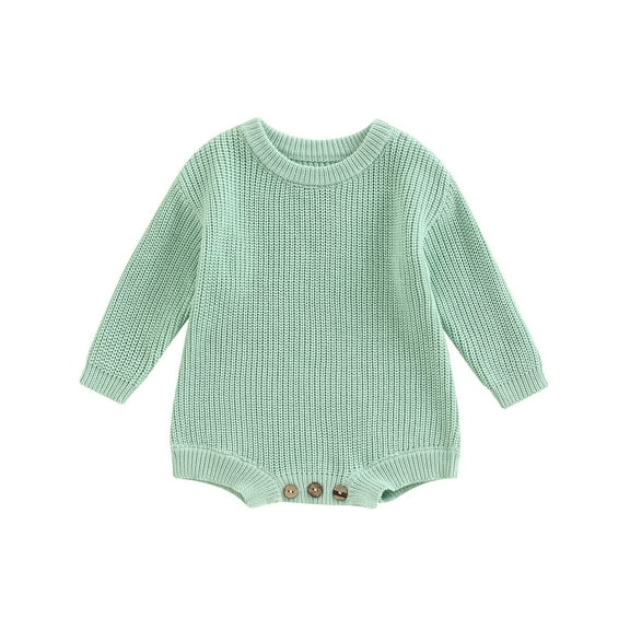 Musuos Baby Knit Romper, 3 6  9 12 24M Long Sleeve Crew Neck Solid Fall Winter Bodysuit for Girls Boys
