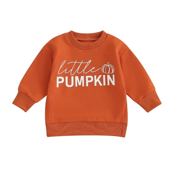 Musuos Baby Spring Fall Casual Hoodie, 6M 12M 18M 24M 3Y Long Sleeve Crew Neck Letters Pumpkin Print Sweatshirt Halloween Clothes for Girls Boys