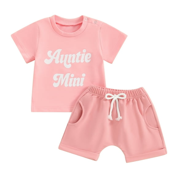 Musuos Baby Summer 2 Piece Outfits 6 12 18 24M 3T Letter Print Short Sleeve Shirt and Elastic Shorts Set for Toddler Girl Boy