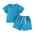 thumbnail image 1 of Musuos Baby Summer 2 Piece Outfits Checkerboard Pattern Short Sleeve T-Shirt and Elastic Shorts Set for Toddler Girl Boy, 0-3 Years, 1 of 10