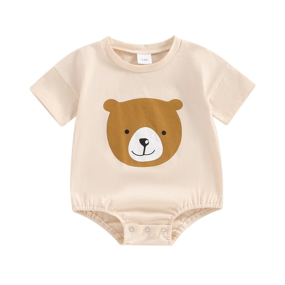 Musuos Baby Summer Romper 3M 6M 12M 18M Cute Bear Print Short Sleeve Round Neck Jumpsuit Boy Girls Cute Tops