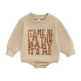 thumbnail image 1 of Musuos Baby Sweatshirt Romper 3 6 12 18M Classic Letter Print Long Sleeve Round Neck Bodysuit Newborn Playsuit, 1 of 8
