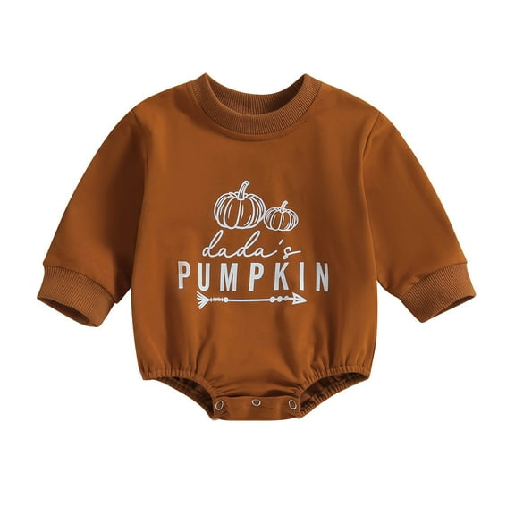 Musuos Baby Sweatshirt Rompers 6 12 18 24M Halloween Letter Pumpkin Print Long Sleeve Jumpsuit for Infant Cute Fall Clothes