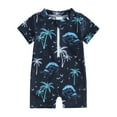 thumbnail image 1 of Musuos Boys Rash Guard Swimsuit Rompers 0-6Years Zipper Short Sleeve Tree Print Bathing Suit for Toddler Kids Baby Swimwear, 1 of 10