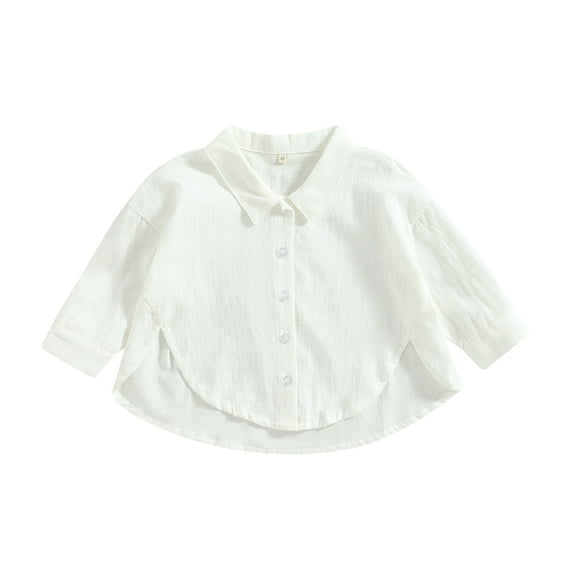 Musuos Child Long Sleeve Shirts, 1-7 Years Solid Color Lapel Collar Button Down Loose Tops Light Outwear for Sping Fall