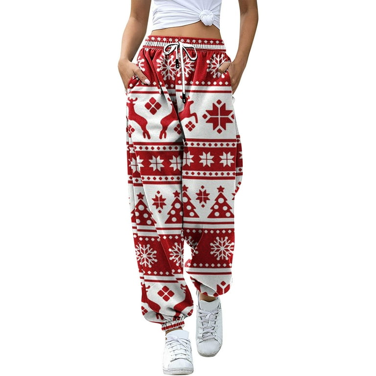 YDKZYMD Women 3D Joggers Pant Christmas High Waisted Bahrain