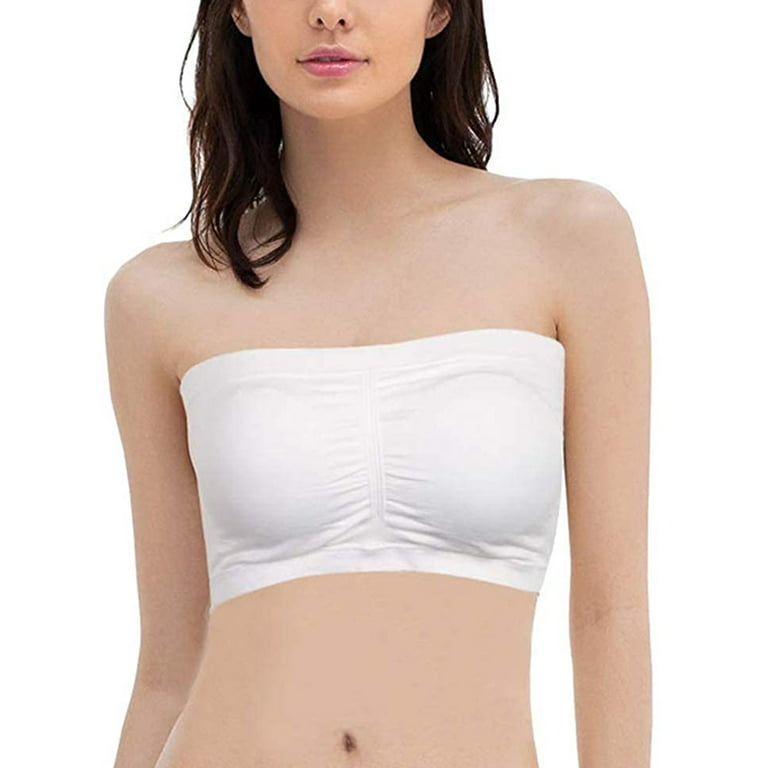 Musuos Double Layers Plus Size Strapless Bra Bandeau Tube Removable Padded  Crop Top