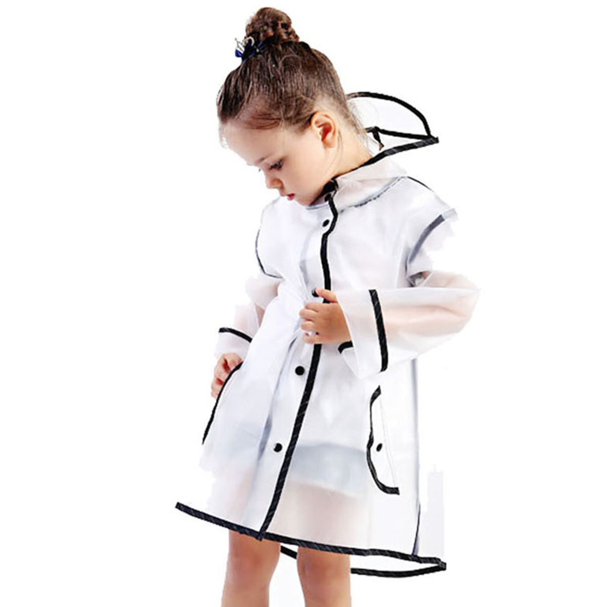 Musuos EVA Waterproof Rain Poncho Children Raincoat Jacket Protective Covers Hooded - image 1 of 3