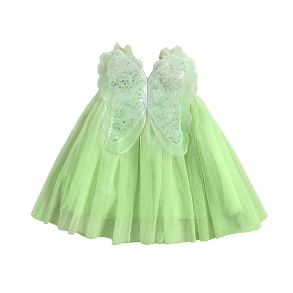 Musuos Girls Princess Dress 12 18 24M 3 4T Casual Sequin Butterfly Mesh Tulle A-Line Party Dress Summer Clothing