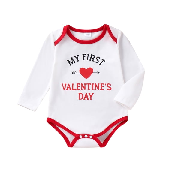 Musuos Ifant Baby Sweatshirt Romper 3 6 9 12 18M Valentine Letter/Stripe Print Long Sleeve Jumpsuit for Newborn Girl Boy Cute Clothes