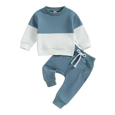 Musuos Infant Baby Boy 2Pcs Fall Clothes Set 6 12 18 24M 3T Long Sleeve Contrast Color Sweatshirt Tops Pants Winter Outfits