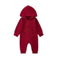 thumbnail image 1 of Musuos Infant Baby Fall Romper 0-24M Solid Colors Long Sleeve Zipper Hoodie Jumpsuit with Pocket Newborn Clothes for Boys Girls, 1 of 9