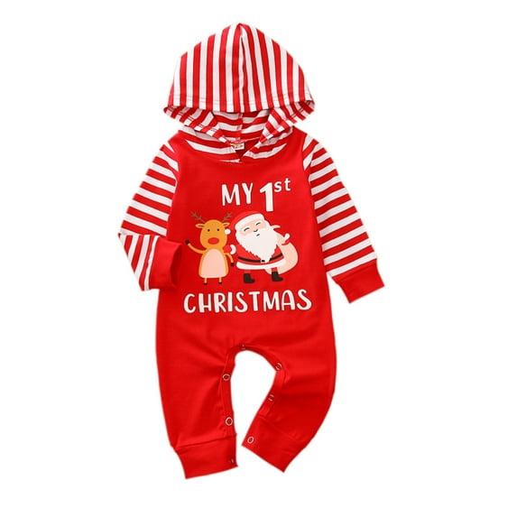 Musuos Infant Baby Girls Boys Christmas Outfits My First Christmas Hooded Romper Sets