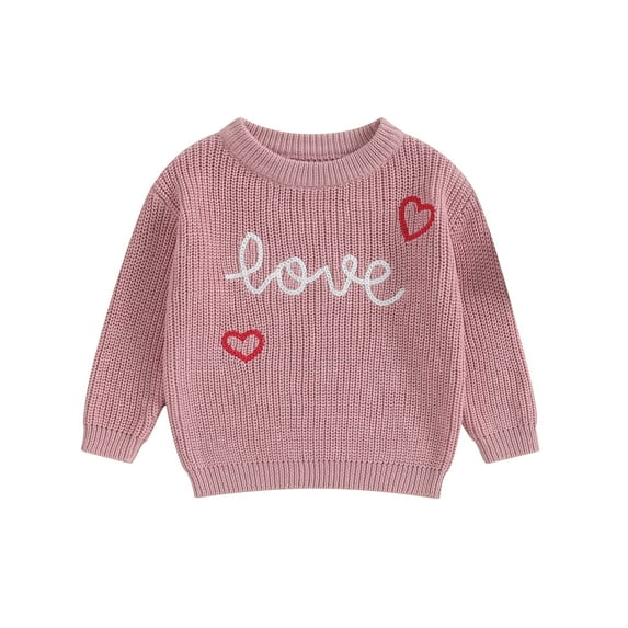 Musuos Infant Baby Valentine´s Day Sweater, 3 6 9 12 18M Letter Heart Pattern Long Sleeve Round Neck Knitwear