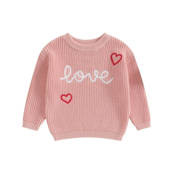 Musuos Infant Baby Valentine´s Day Sweater, 3 6 9 12 18M Letter Heart Pattern Long Sleeve Round Neck Knitwear