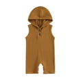 thumbnail image 1 of Musuos Infant Boy Summer Tank Romper 3M 6M 12M 18M Solid Color Ribbed Sleeveless Hood Bodysuit for Baby, 1 of 9