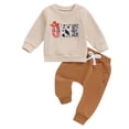 thumbnail image 1 of Musuos Infant Boys 1st Birthday Outfit 6M 12M 18M Long Sleeve Letter Print Pullover Tops and Solid Color Elastic Pants Sets, 1 of 1