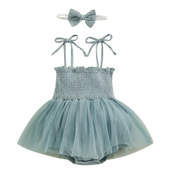 Musuos Infant Girls Casual Romper with Headdress, 3 6 12 18M Floral Embroidery Tie-up Off-the-shoulder Jumpsuit with Yarn Hem