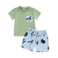 thumbnail image 1 of Musuos Kid Boy Casual Summer Outfit, 6M 12M 18M 24M 3Y 4Y Duck Print Short Sleeve T-Shirt Elastic Waist Shorts Baby Toddler 2PCS Set, 1 of 10