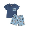 thumbnail image 1 of Musuos Kid Boy Casual Summer Outfit, 6M 12M 18M 24M 3Y 4Y Duck Print Short Sleeve T-Shirt Elastic Waist Shorts Baby Toddler 2PCS Set, 1 of 10