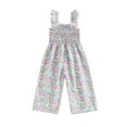thumbnail image 1 of Musuos Kid Girl Summer Casual Jumpsuit 6M 12M 18M 24M 3Y 4Y Floral Print Sleeveless Wide Leg Romper Pants Toddler Cute Clothes, 1 of 10