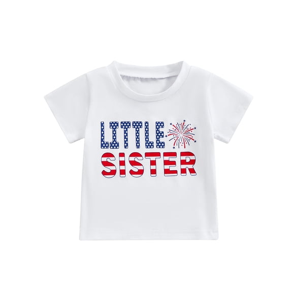 Musuos Kids Boy Girl Summer Basic T-Shirts 6M 12M 18M 24M 3Y 4Y Casual Letter Print Short Sleeve Tops for Toddler 4th of July Summer Clothes