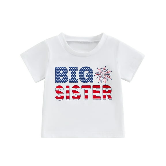 Musuos Kids Boy Girl Summer Basic T-Shirts 6M 12M 18M 24M 3Y 4Y Casual Letter Print Short Sleeve Tops for Toddler 4th of July Summer Clothes