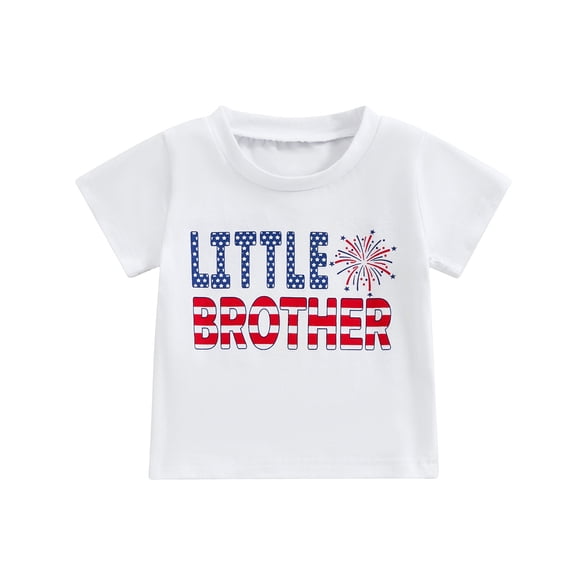 Musuos Kids Boy Girl Summer Basic T-Shirts 6M 12M 18M 24M 3Y 4Y Casual Letter Print Short Sleeve Tops for Toddler 4th of July Summer Clothes