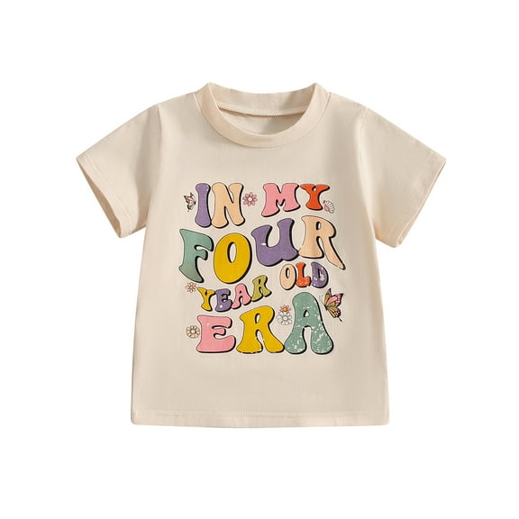 Musuos Kids Boys Girls Birthday T-Shirts Letter Print Round Neck Short Sleeve Summer Casual Tops,1-7 Years