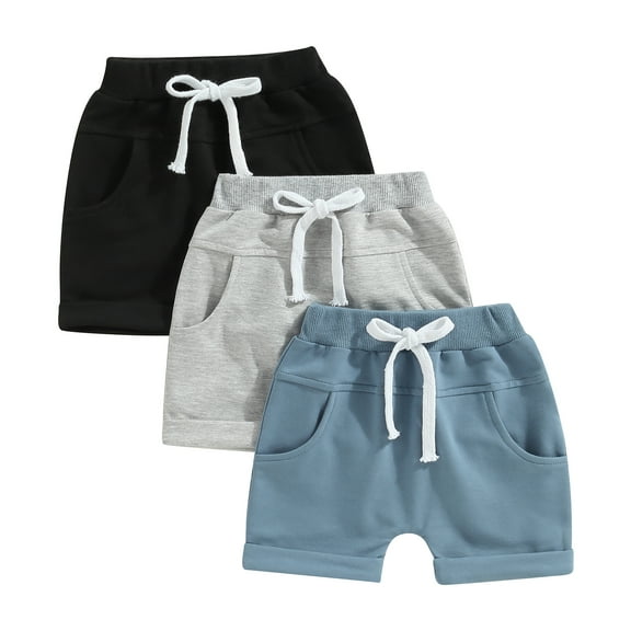Musuos Kids Boys Short Trousers, 6 12 18 24M 3T Casual Party Street Spring Summer Solid Color Drawstring Pants