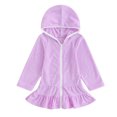 thumbnail image 1 of Musuos Kids Girl Hoodie Dress 2-8T Solid Color Ruffled Zipper Long Sleeves Beach Dress for Toddler Baby Spring Clothes, 1 of 9