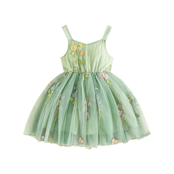 Musuos Kids Girl Princess Dress 9M 12M 18M 24M 3Y 4Y Sleeveless Floral Embroidery Tulle Dress Toddler Baby Cute Dress