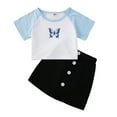 thumbnail image 1 of Musuos Kids Girls 2-piece Outfit Set Butterfly Print T-shirt+Skirt Set, 1 of 9