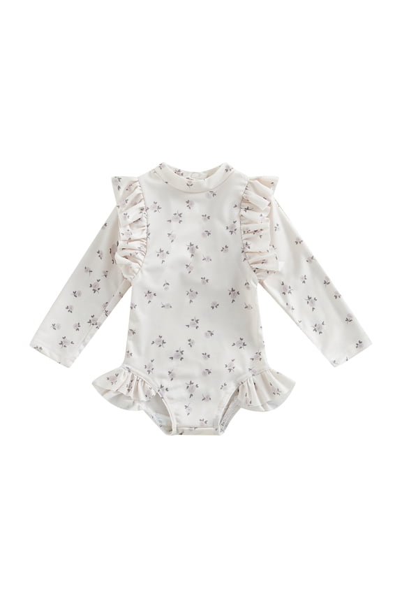 Kids Girls Bikini, 12 18 24M 3 4T Sweet Long Sleeve Crew Neck Floral/Plaid Summer Swimsuit for Beach