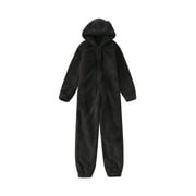 Musuos Kids Girls Boys Fleece Hooded Sherpa Zipper One Piece Fuzzy Jumpsuit Pajamas