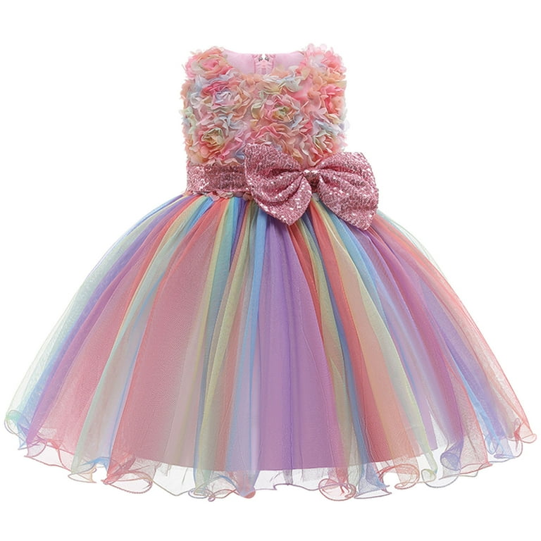 Musuos Kids Princess Dress Girls Flower Bowknot Sleeveless