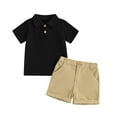 thumbnail image 1 of Musuos Little Boys Summer 2PCS Shorts Sets 1-5 Years Short Sleeve Button Up Shirt Tops and Solid Color Shorts Sets Kids Casual Clothing, 1 of 10
