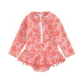 thumbnail image 1 of Musuos Little Girl Summer Cute Swim Dress 18M 24M 3Y 4Y 5Y 6Y Cute Floral Print Long Sleeve Rash Guard Bathing Suit Toddler Beachwear, 1 of 10