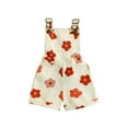 thumbnail image 1 of Musuos Little Girl Summer Denim Overalls 6M-6T Flower/Strawberry Print Jeans Overalls Adjustable Suspender Shorts, 1 of 7