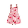 thumbnail image 1 of Musuos Little Girl Summer Denim Overalls 6M-6T Flower/Strawberry Print Jeans Overalls Adjustable Suspender Shorts, 1 of 8