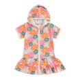 thumbnail image 1 of Musuos Little Girl Swim Cover Up 1-5 Years Short Sleeve Floral Print Zip Up Beach Cover-up Hooded Bathrobe for Toddler, 1 of 10