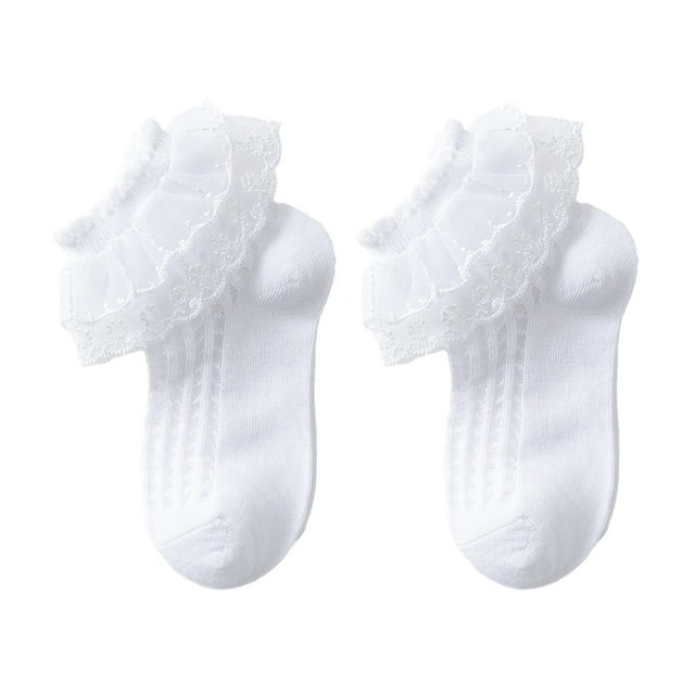 Musuos Little Girls Frilly Socks, Soft Lace Ruffle Socks Kids Cute ...