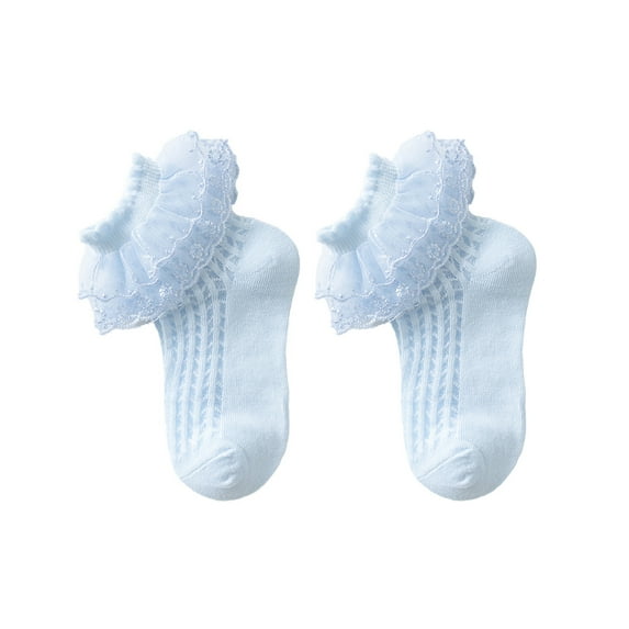 Musuos Little Girls Frilly Socks, Soft Lace Ruffle Socks Kids Cute Summer Mesh Socks, 1-10+ Years