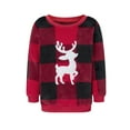 thumbnail image 1 of Musuos Matching Family Christmas Sweatshirts Long Sleeve Round Neck Reindeer Graphic Pullovers Plaid Tops, 1 of 9